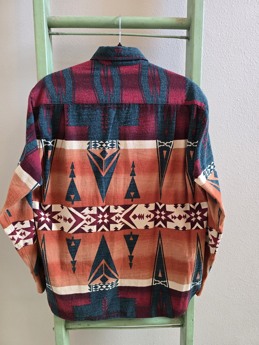 Vintage Ralph Lauren Aztec Flannel Button-Down Shirt, 90s, Sz M - Picture 2 of 8